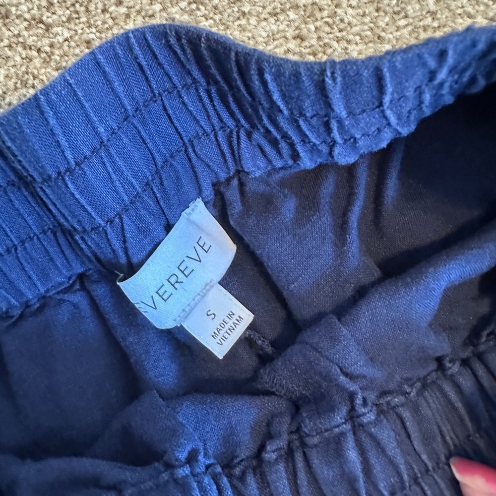 Evereve Navy Wide-Leg Track Pants with White Side Stripe - Picture 2 of 3